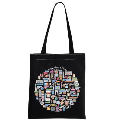 MNIGIU New York City Tote Bag New York City Souvenir Gift New York City Welcome Bag New York City Wedding Gift (NY City Black Tote)