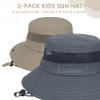 Durio 2-Pack Kids Sun Hat - UPF 50+ Wide Brim Sun Protection Bucket Hat for Boys Girls, Breathable Adjustable Outdoor Hats Dark Khaki & Dark Grey 5-13 Years view 2