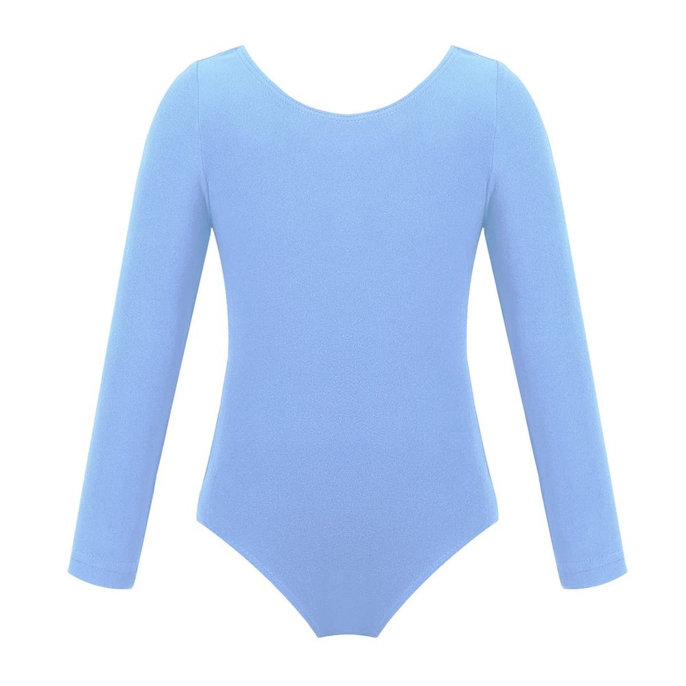 YOOJOO Girls' Team Basic Long Sleeve Leotard Gymnastics Ballet Dance Bodysuits for Toddler Kids Blue 3 Years