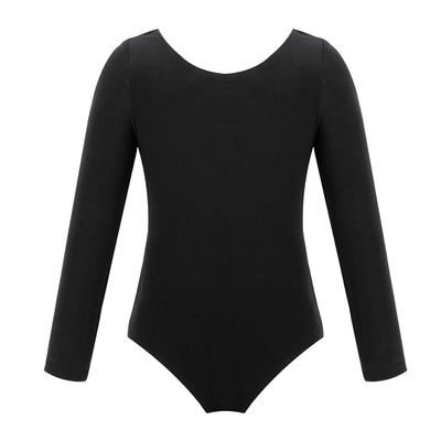 YOOJOO Girls' Team Basic Long Sleeve Leotard Gymnastics Ballet Dance Bodysuits for Toddler Kids Black 4 Years