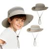 Durio 2-Pack Kids Sun Hat - UPF 50+ Wide Brim Sun Protection Bucket Hat for Boys Girls, Breathable Adjustable Outdoor Hats Dark Khaki & Light Beige 5-13 Years view 1