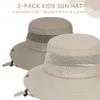 Durio 2-Pack Kids Sun Hat - UPF 50+ Wide Brim Sun Protection Bucket Hat for Boys Girls, Breathable Adjustable Outdoor Hats Dark Khaki & Light Beige 5-13 Years view 2