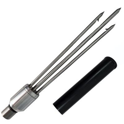 6.5" Replaceable Spear Tip for Aquatic Hunt Pro Spears in-Line 3-Prong SS304 Design, M14 x 1.0mm Thread, Stone Shot Center Prong & Inward Barbed Side Prongs