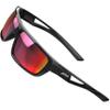 ATTCL Polarized Sunglasses Men Sports: UV Protection Lightweight TR90 Frame Anti-Slip Wrap-Around for Driving Fishing Golf J2021 Black Red view 1