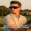 ATTCL Polarized Sunglasses Men Sports: UV Protection Lightweight TR90 Frame Anti-Slip Wrap-Around for Driving Fishing Golf J2021 Black Red view 2