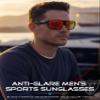 ATTCL Polarized Sunglasses Men Sports: UV Protection Lightweight TR90 Frame Anti-Slip Wrap-Around for Driving Fishing Golf J2021 Black Red view 3