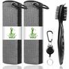 ATTRACTIVE Golf Towels, Microfiber Waffle Pattern Towels - Golf Club Brush with Cleaning (2 Gray Towel+Black Brush) view 1