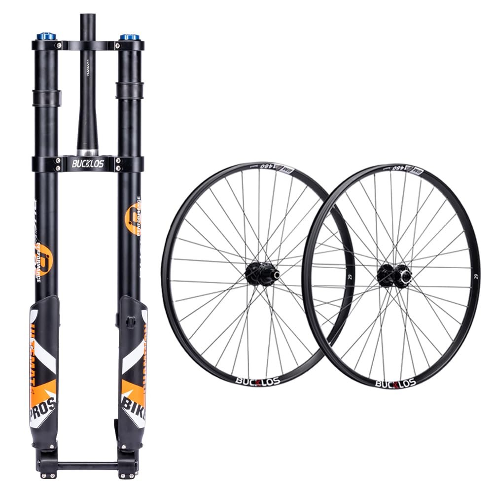 BUCKLOS 29 inch Electric Mountain Bike Air Suspension Inverted Downhill Fork, Thru Axle Boost MTB Wheelset, Front 15 * 110mm Rear 12 * 148mm Disc Brake Mountain Bike Wheel.