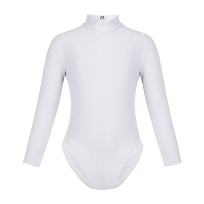 YOOJOO Kids Girls Basic Turtleneck Long Sleeve Leotard Gymnastics Ballet Dancewear for Toddler White 5-6 Years