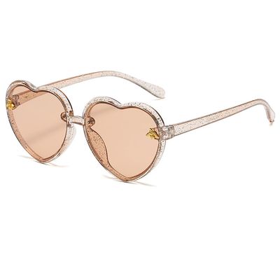 JINHUIBBA Kids Heart shaped Sunglasses Cute Bee Frame Age 3-10 UV400 Protection Fashion Sunnies for Outdoor Summer
