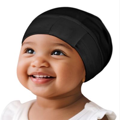 Fittia Baby Bonnet for 0-6 Months, Silky Satin Bonnet for Sleeping, Smooth for No Frizzy Hair, Adjustable for Non-Slip Black