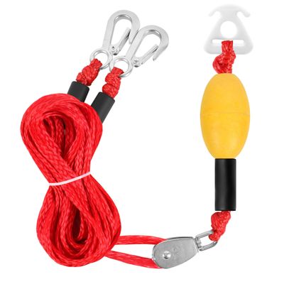 Self Centering Tow Harness for Watersports with Foat Ball, Heavy Duty Boat Tow Harness with 2 Permanent Antirust Stainless Steel Rider (24FT Red with foat Ball)