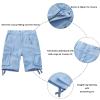 XNMAYA Light Blue Cargo Shorts for Women Knee Length 7 Pockets Elastic Waist Bermuda Long Shorts for Outdoor Casual Hiking 28W(US 6) view 3