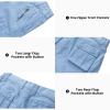 XNMAYA Light Blue Cargo Shorts for Women Knee Length 7 Pockets Elastic Waist Bermuda Long Shorts for Outdoor Casual Hiking 28W(US 6) view 4
