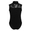 YOOJOO Tank Leotards for Girls Turtle Neck Lace Cutout Ballet Dance Gymnastics Athletic Bodysuit Costume Black 13-14 Years view 1