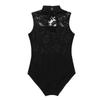 YOOJOO Tank Leotards for Girls Turtle Neck Lace Cutout Ballet Dance Gymnastics Athletic Bodysuit Costume Black 13-14 Years view 4