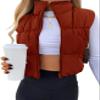 Athlisan Womens Cropped Puffer Vest Zip Up Stand Collar Lightweight Sleeveless Padded Gilet with Pockets(Red-M) view 1