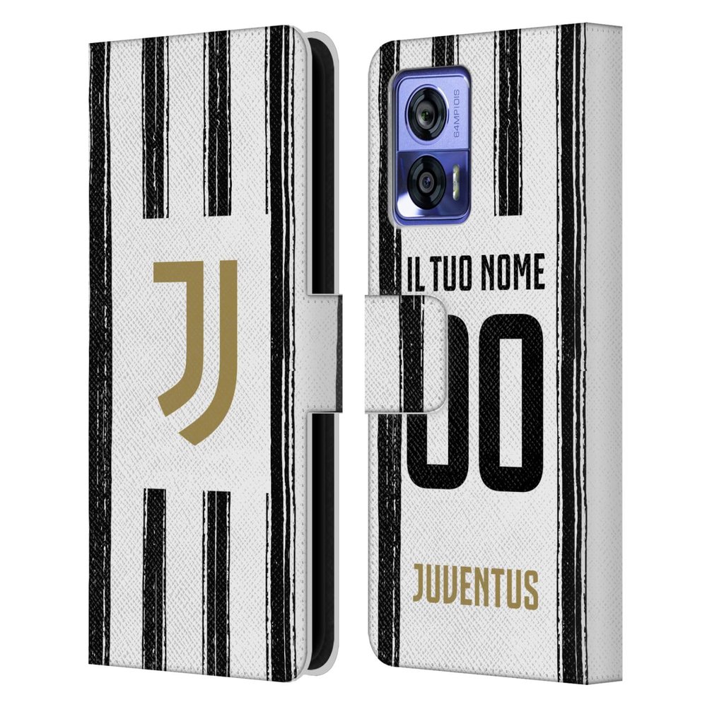 Head Case Designs Officially Licensed Custom Customized Personalized Juventus Football Club Home 2020/21 Race Kit Leather Book Wallet Case Cover Compatible with Motorola Edge 30 Neo 5G
