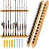 THKFISH Fishing Rod Racks Fishing Rod Holders for Garage Wood Fishing Pole Wall Rack Store 14 Fishing Rod Combos,1 Pair view 1
