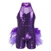 vastwit Toddler Kids Girls' Sequined Tutu Dress Sleeveless Colorful Frock Costume and Hair Hoop for Dance Purple A 12-14 Years view 1