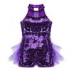 vastwit Toddler Kids Girls' Sequined Tutu Dress Sleeveless Colorful Frock Costume and Hair Hoop for Dance Purple A 12-14 Years view 3