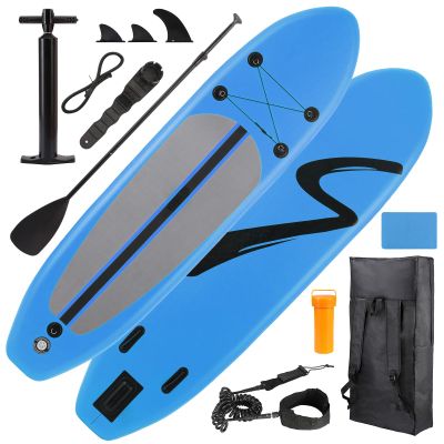 TLSUNNY 10FT Inflatable Stand Up Paddle Board, 3 Fins Paddleboard with Full SUP Accessories for All Skill Levels, Portable Two-Way Hand Pump and Carry Bag, 400LBS (Blue)