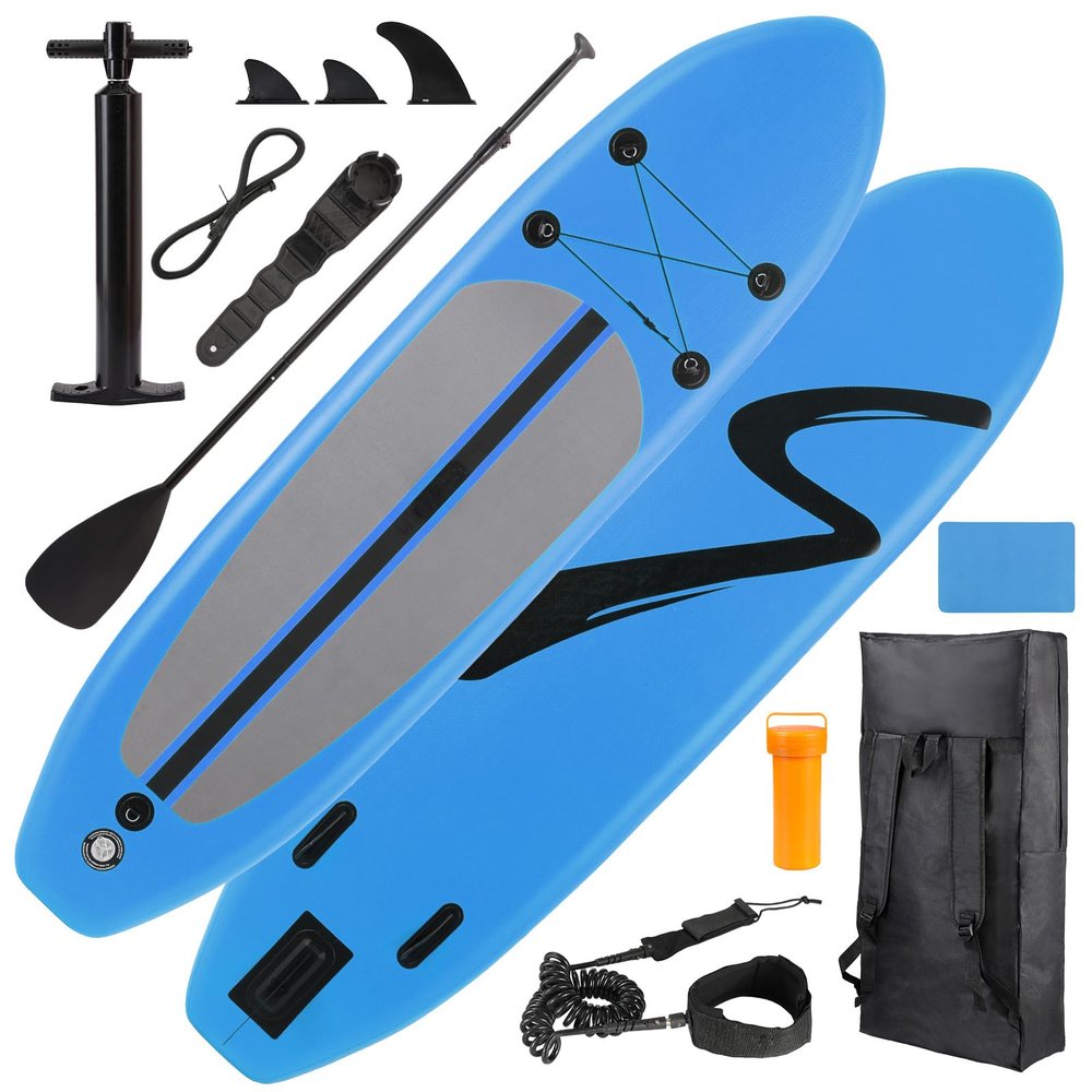 TLSUNNY 10FT Inflatable Stand Up Paddle Board, 3 Fins Paddleboard with Full SUP Accessories for All Skill Levels, Portable Two-Way Hand Pump and Carry Bag, 400LBS (Blue)