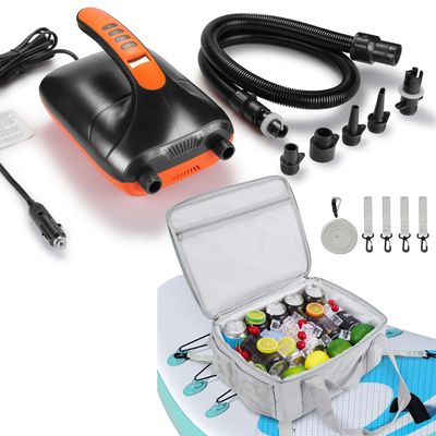 AGPTEK Air Pump + Cooler Bag for Paddle Board Electric Air Pump 20PSI Digital Electric Air Pump, 12V DC Car Connector, Intelligent Dual Stage & Auto-Off Function