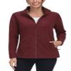 TACVASEN Zip Up Jacket Women Fleece Thermal Light Polar Full Zip Jackets No Hood Fall Coat with Pockets Wine Red XXL view 1