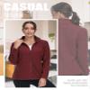 TACVASEN Zip Up Jacket Women Fleece Thermal Light Polar Full Zip Jackets No Hood Fall Coat with Pockets Wine Red XXL view 3