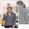 TACVASEN Womens Fleece Jacket Light Weight Soft Warm Zip Up Basic Casual Workout Fashion with Zip Pockets Dark Grey M view 3