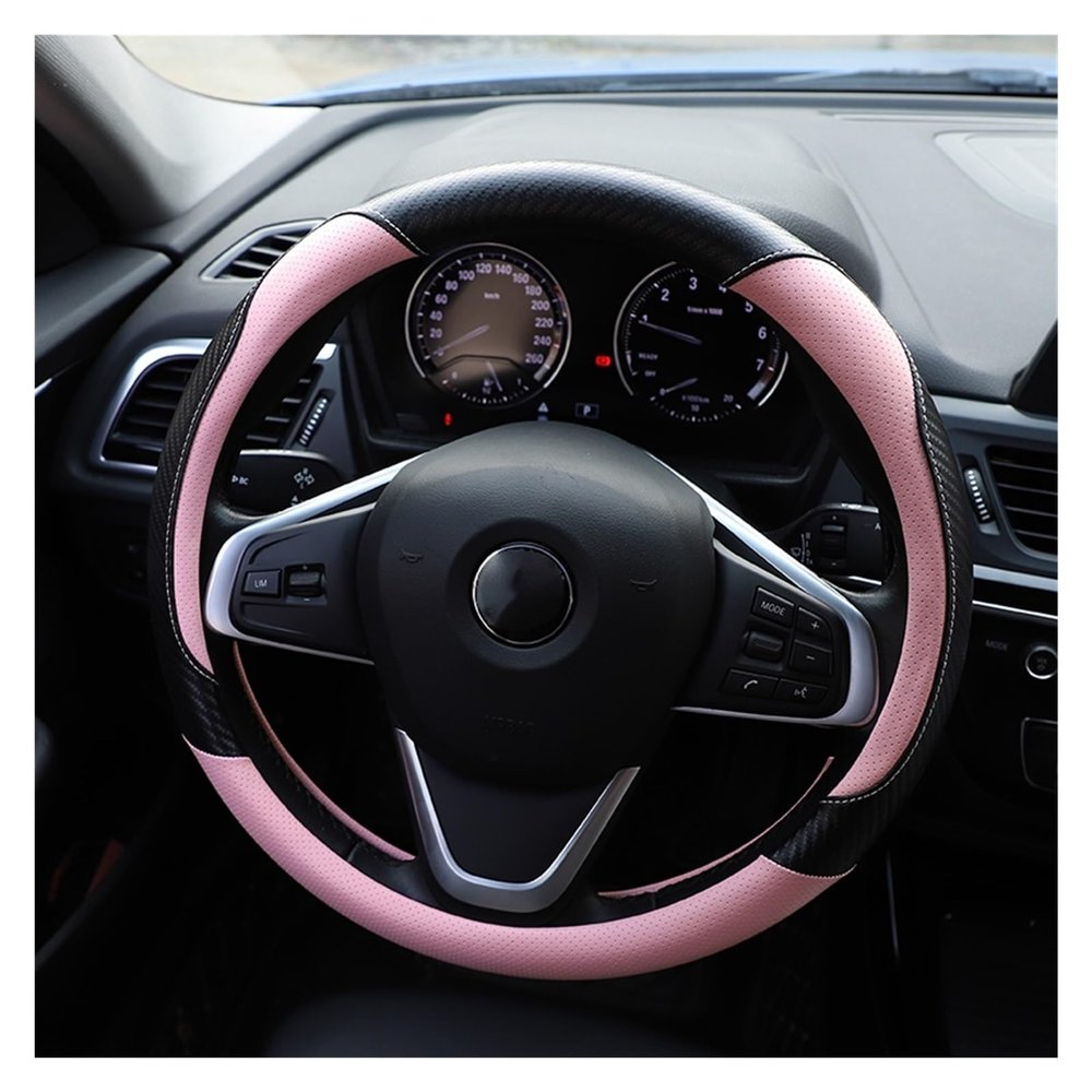 FUERU Car Steering Wheel Cover Set Universal Car Steering Wheel Cover Carbon Fiber Leather Soft Skin-Friendly Exquisite Car Interior (Color : 1#)