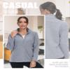 TACVASEN Fleece Jacket Women Lightweight Full Zip Casual Warm Winter Athletic Jackets with Zipper Pockets Light Grey S view 3