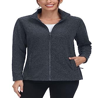 TACVASEN Warm Jacket for Women Sherpa Fleece Lined Jacket No Hood Soft Zip Up Casual Outerwear for Winter Black L