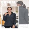 TACVASEN Warm Jacket for Women Sherpa Fleece Lined Jacket No Hood Soft Zip Up Casual Outerwear for Winter Black L view 3