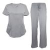 ACTIVE UNIFORMS Women's Scrub Set Stretch and Ultra Soft Y-Neck Medical Scrub Top and Pants (Grey, Medium) view 1