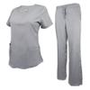 ACTIVE UNIFORMS Women's Scrub Set Stretch and Ultra Soft Y-Neck Medical Scrub Top and Pants (Grey, Medium) view 2