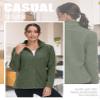 TACVASEN Zip Up Jacket Women Fleece Thermal Light Polar Full Zip Jackets No Hood Fall Coat with Pockets Army Green XXL view 3