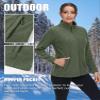 TACVASEN Zip Up Jacket Women Fleece Thermal Light Polar Full Zip Jackets No Hood Fall Coat with Pockets Army Green XXL view 4