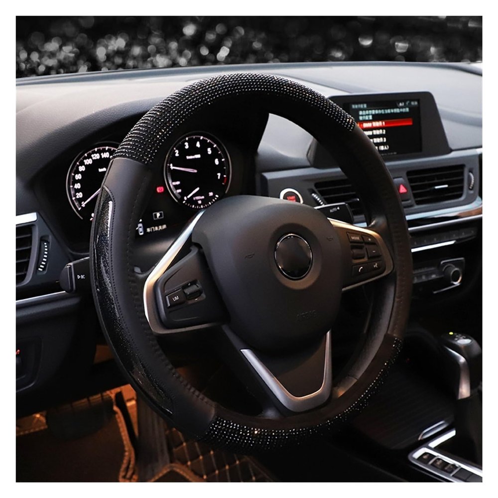 FUERU Car Steering Wheel Cover Set Universal Car Steering Wheel Cover Breathable Moisture Drainage Diamond Exquisite Car Interior (Color : 2#)
