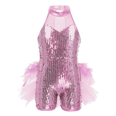 vastwit Toddler Kids Girls' Sequined Tutu Dress Sleeveless Colorful Frock Costume and Hair Hoop for Dance Mock Neck Pink 4-5 Years