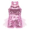 vastwit Toddler Kids Girls' Sequined Tutu Dress Sleeveless Colorful Frock Costume and Hair Hoop for Dance Mock Neck Pink 4-5 Years view 3