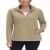 TACVASEN Zip Up Jacket Women Fleece Thermal Light Polar Full Zip Jackets No Hood Fall Coat with Pockets Khaki XXL view 1