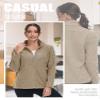 TACVASEN Zip Up Jacket Women Fleece Thermal Light Polar Full Zip Jackets No Hood Fall Coat with Pockets Khaki XXL view 3
