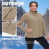 TACVASEN Zip Up Jacket Women Fleece Thermal Light Polar Full Zip Jackets No Hood Fall Coat with Pockets Khaki XXL view 4