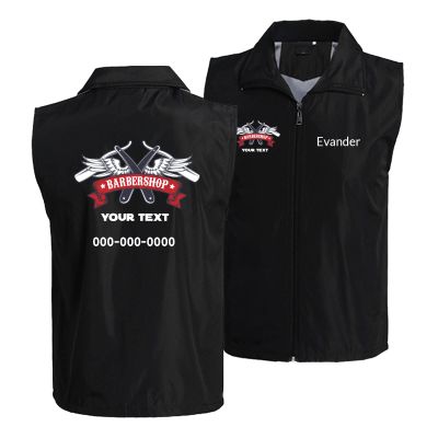 Custom Barber Smocks Personalized Barber Vest Design Logo Name, Polyester Workwear Jacket for Barbershop Hair Salon Stylist