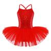 Alvivi Kids Girls Glitter Sequined Camisole Leotard Ballet Tutu Dress Ballerina Dance wear Costumes Red 3-4 Years view 1