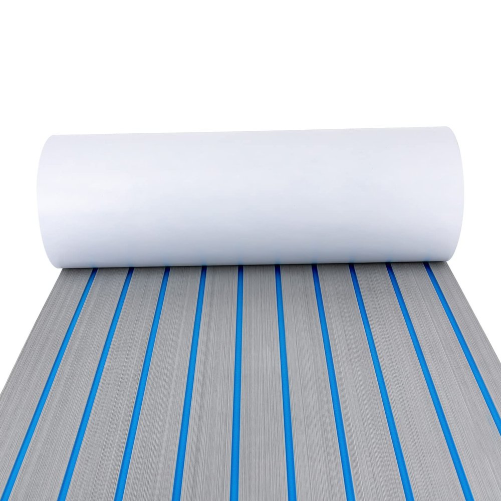 Boat Flooring EVA Foam Boat Decking Sheet Self Adhesive Marine Flooring Brushed Marine Carpet for Boats Yacht Kayak Decking Cushioning Seating Helm Pad Swimming RV Non Slip Pad (94" x 24", Grey)