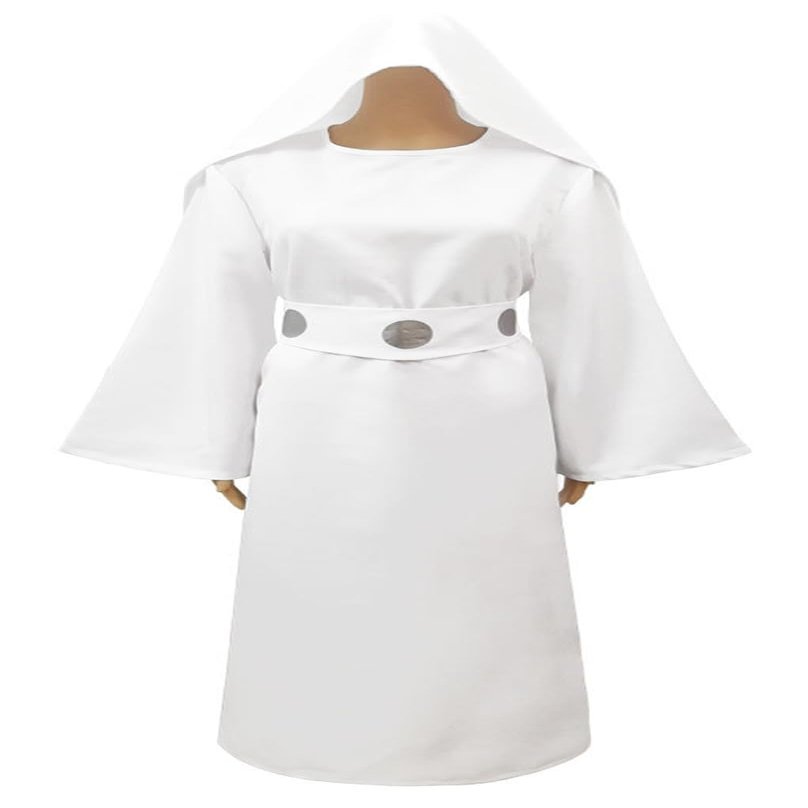Women Princess Leia Costume Adult Leia White Dress with Belt Cosplay Halloween Outfits (Dress, XX-Large)