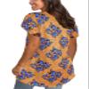 Afibi Womens Print Shirt African Dashiki Short Sleeve V Neck Loose Tunic Tops (XX-Large, Golden Blue) view 4